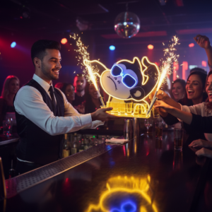 Portashots Acrílico Chango 6 Shots Luz Neon Led 40cm