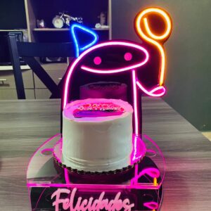 Base Acrílico Flork Meme Deformito Pastel Pequeño Luz Neon Led