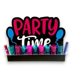 Portashots Party Time Acrílico 40cm 9 Shots Sin Luz Letras Acrílico pegado SIN LUZ