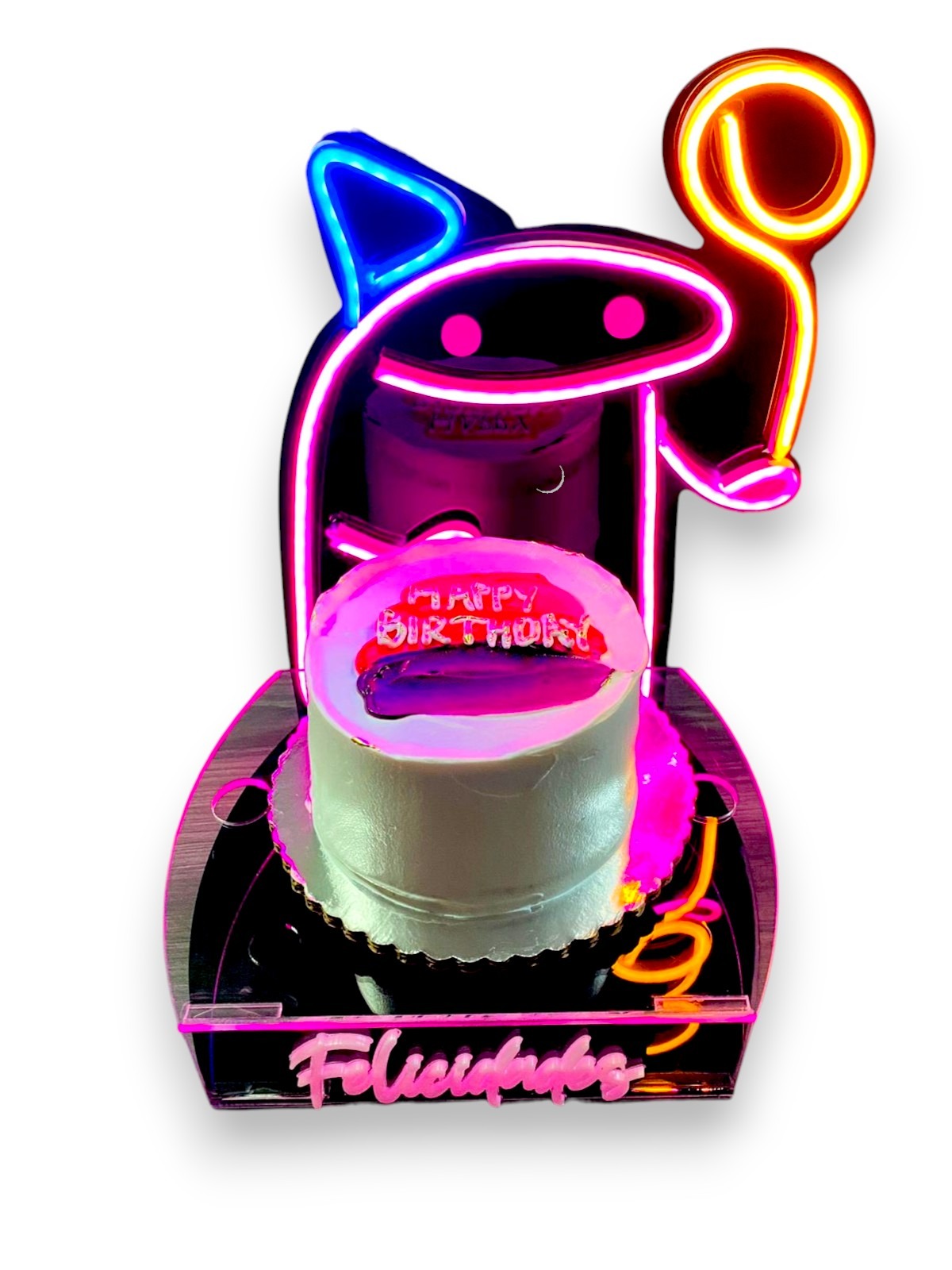 Base Acrílico Flork Meme Pastel Pequeño Luz Neon Led - A LASER DESIGN
