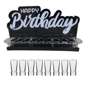 Portashots Acrílico Happy Birthday 40cm Incluye 8 Vasitos