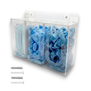 Dispensador Acrílico 3 Divisiones Cubrebocas Cofias Guante