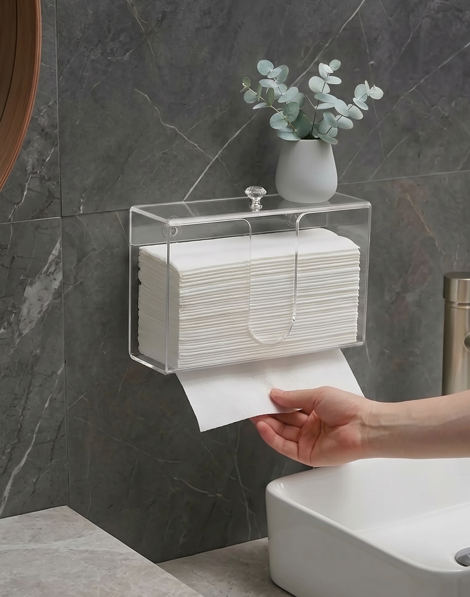 Dispensador Acrílico Porta Sanitas para Pared