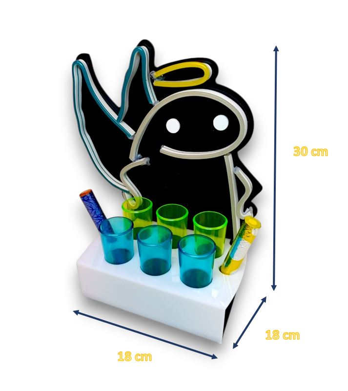 Pack de 2 Portashots Flork Meme Ángel y Diablo 6 Shots Luz Neon 30cm - Image 6