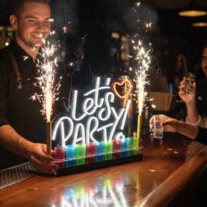 Portashots Acrílico Lets Party Luz Neon Led 40cm P/ 9 Vasos tipo Shots